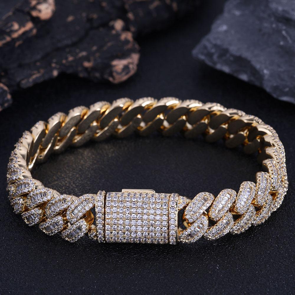 CARÁTIX – 12mm Bling Iced CZ Rectangle Cuban Link Necklace | Prong Setting Hip Hop Jewelry for Men - CaratixJewelry